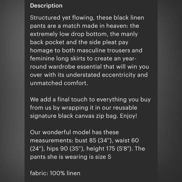 NWOT • Extravagant Drop Crotch Black Linen Pants Size S - Picture 11 of 12